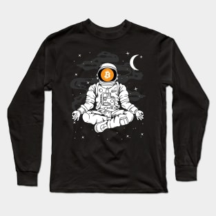 Astronaut Yoga Bitcoin BTC Coin To The Moon Crypto Token Cryptocurrency Blockchain Wallet Birthday Gift For Men Women Kids Long Sleeve T-Shirt